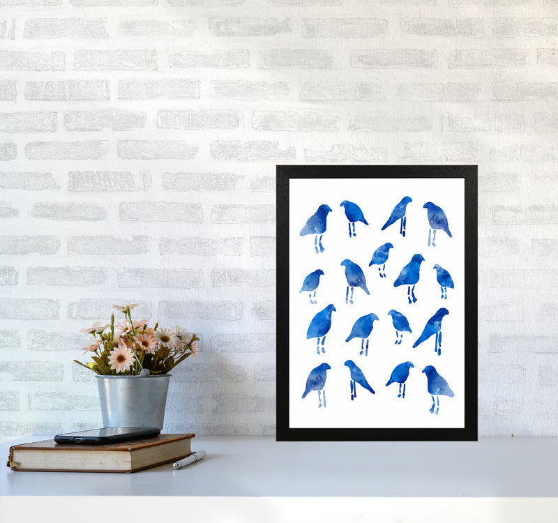 The Blue Birds Art Print by Seven Trees Design A3 White Frame