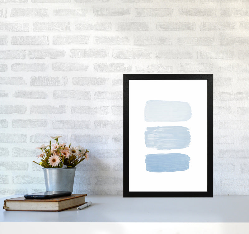The Blue Strokes Abstract Art Print by Seven Trees Design A3 White Frame