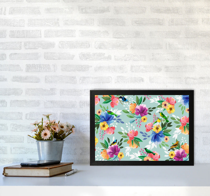 flowers birds Art Print by Seven Trees Design A3 White Frame