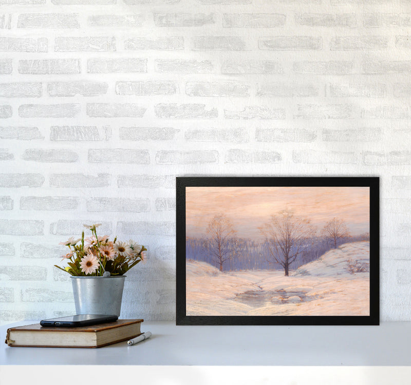 Snowy Sunset Art Print by Seven Trees Design A3 White Frame