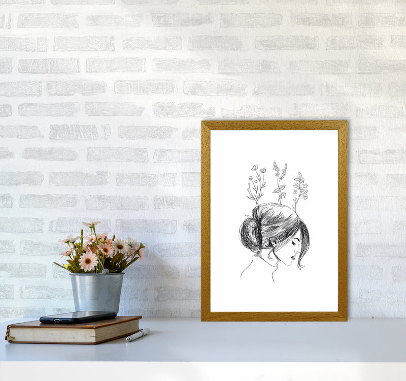 Hand Drawn Flower Girl Art Print by Seven Trees Design A3 Print Only