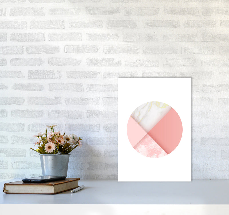 Pink Marble Circle III Abstract Art Print by Seven Trees Design A3 Black Frame