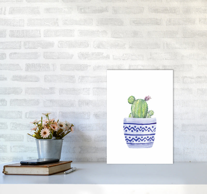 The Blue Cacti Art Print by Seven Trees Design A3 Black Frame