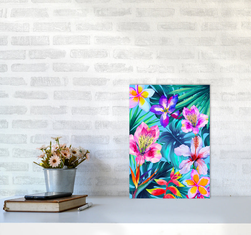 The Tropical Flowers Art Print by Seven Trees Design A3 Black Frame