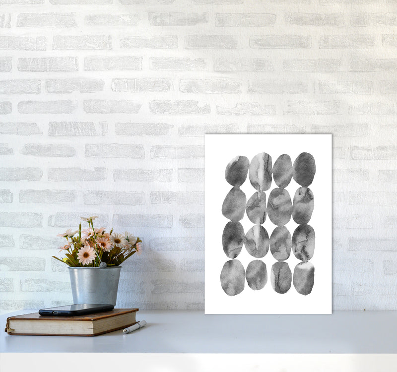 Watercolor Grey Stones Art Print by Seven Trees Design A3 Black Frame