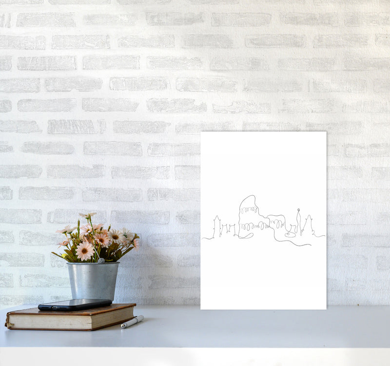 One Line Rome Art Print by Seven Trees Design A3 Black Frame