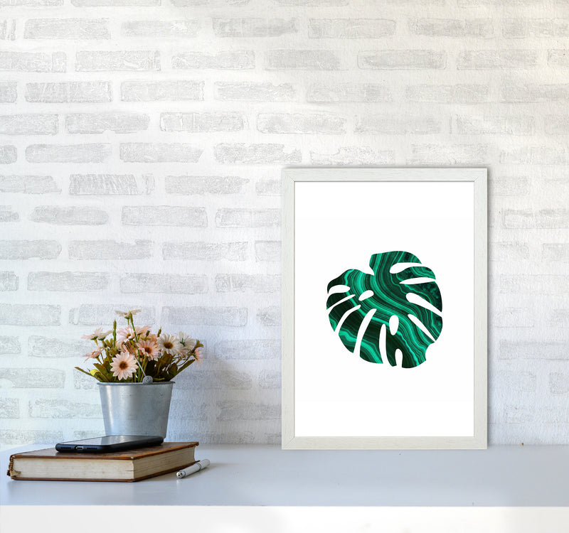 Green Marble Leaf I Art Print by Seven Trees Design A3 Oak Frame