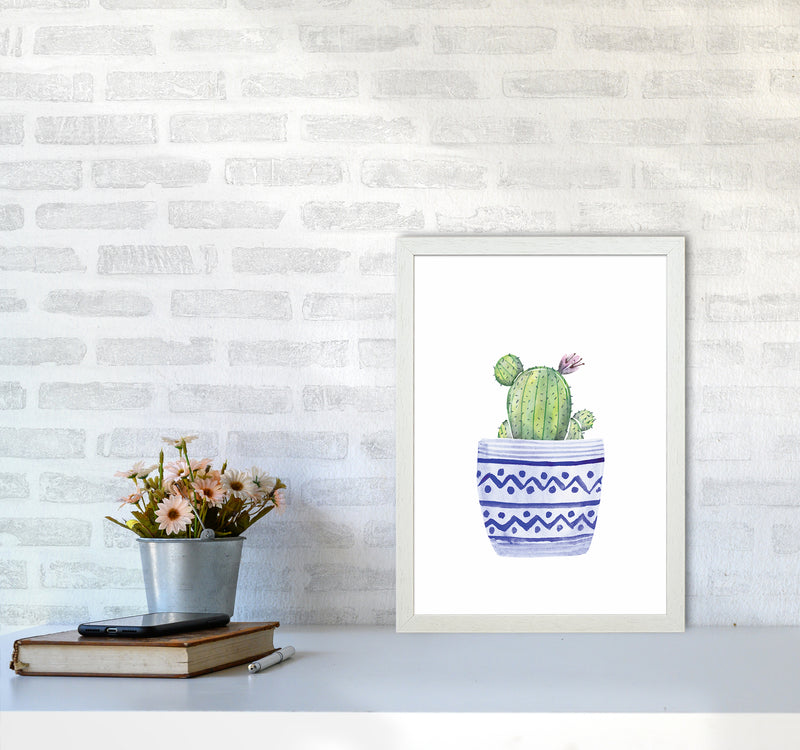 The Blue Cacti Art Print by Seven Trees Design A3 Oak Frame