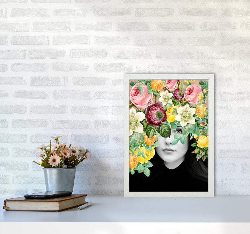 The Girl And The Flowers II Art Print by Seven Trees Design A3 Oak Frame