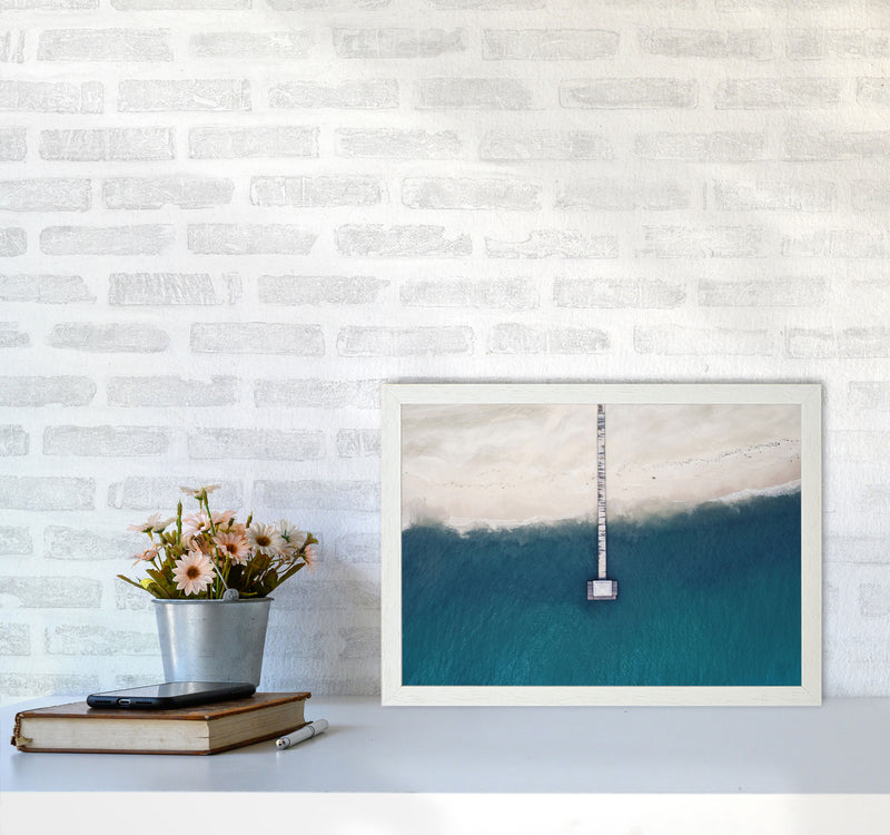 The bay from the sky Art Print by Seven Trees Design A3 Oak Frame
