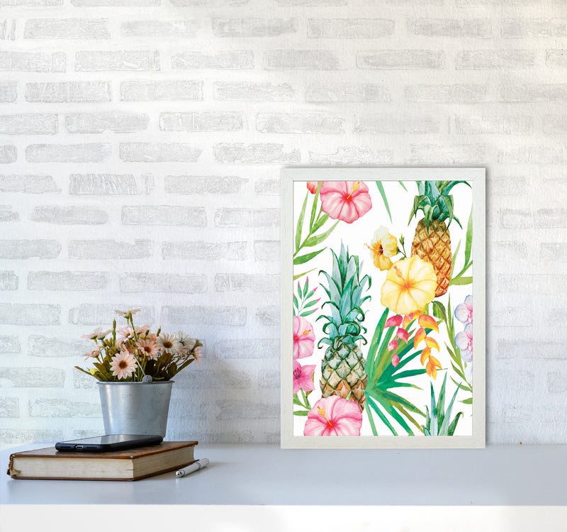 The tropical pineapples Art Print by Seven Trees Design A3 Oak Frame