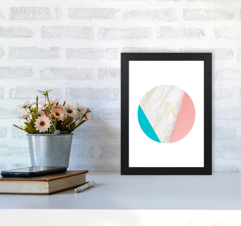 Pink Marble Circle I Abstract Art Print by Seven Trees Design A4 White Frame
