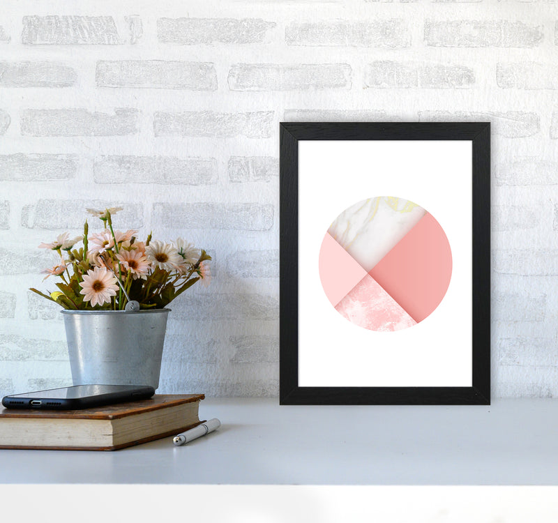 Pink Marble Circle III Abstract Art Print by Seven Trees Design A4 White Frame