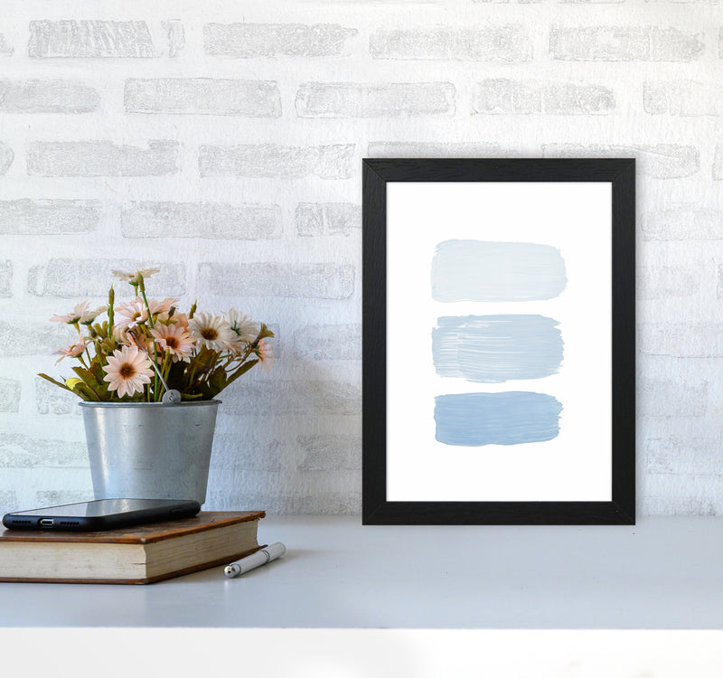 The Blue Strokes Abstract Art Print by Seven Trees Design A4 White Frame