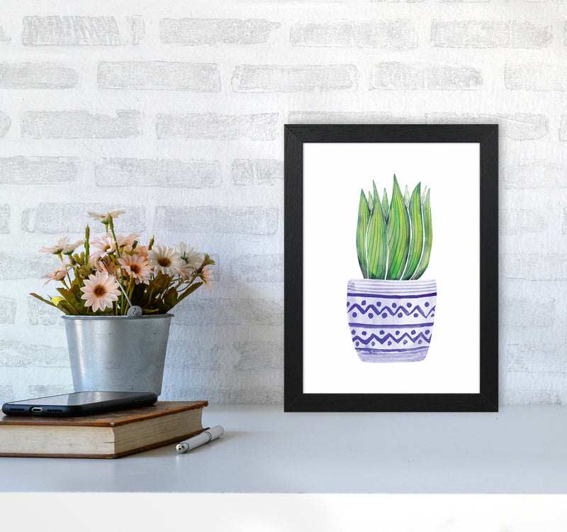The Blue Succulent Art Print by Seven Trees Design A4 White Frame