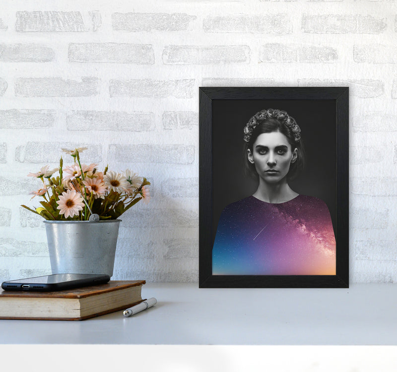 The Girl And The Stars Art Print by Seven Trees Design A4 White Frame