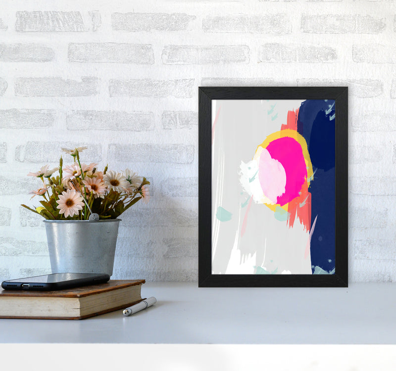 The Happy Paint Strokes Abstract Art Print by Seven Trees Design A4 White Frame