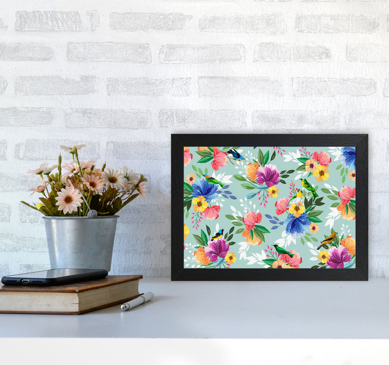 flowers birds Art Print by Seven Trees Design A4 White Frame