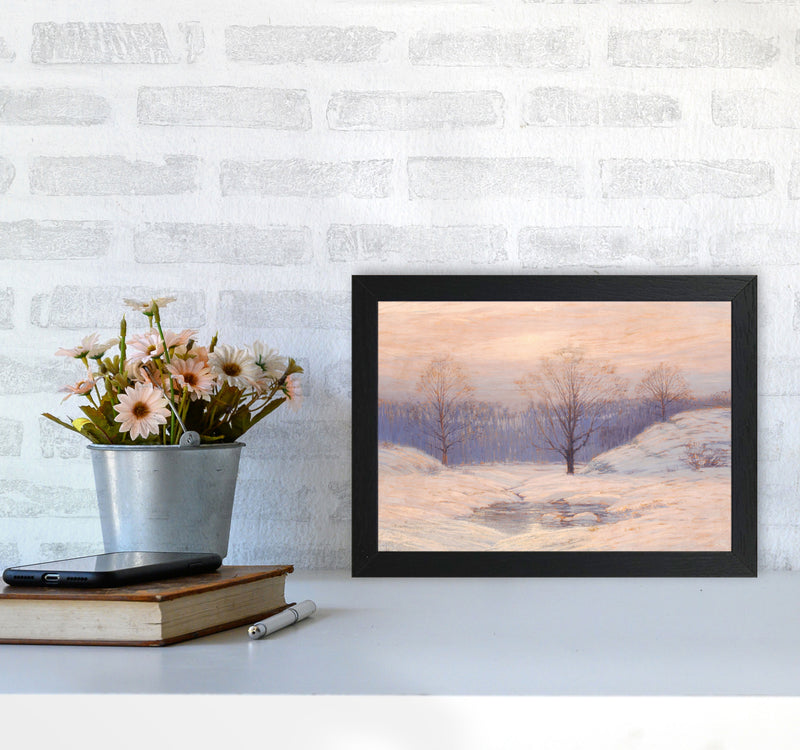 Snowy Sunset Art Print by Seven Trees Design A4 White Frame