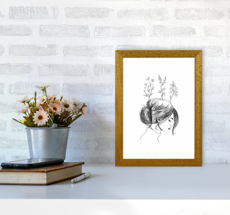 Hand Drawn Flower Girl Art Print by Seven Trees Design A4 Print Only