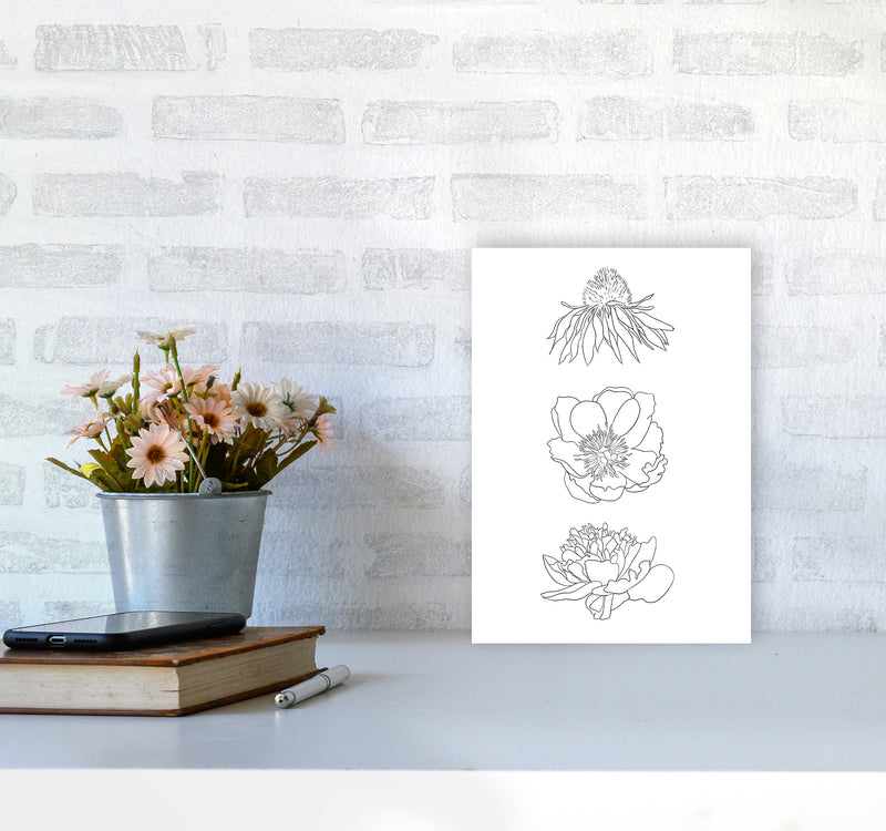 Hand Drawn Flowers Art Print by Seven Trees Design A4 Black Frame