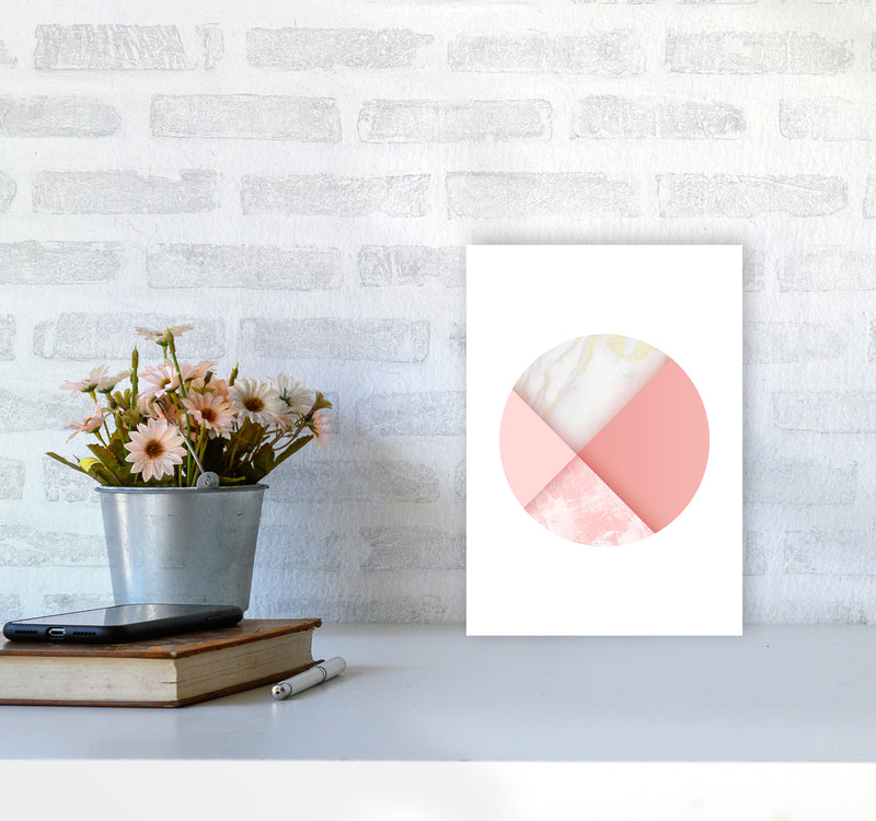 Pink Marble Circle III Abstract Art Print by Seven Trees Design A4 Black Frame