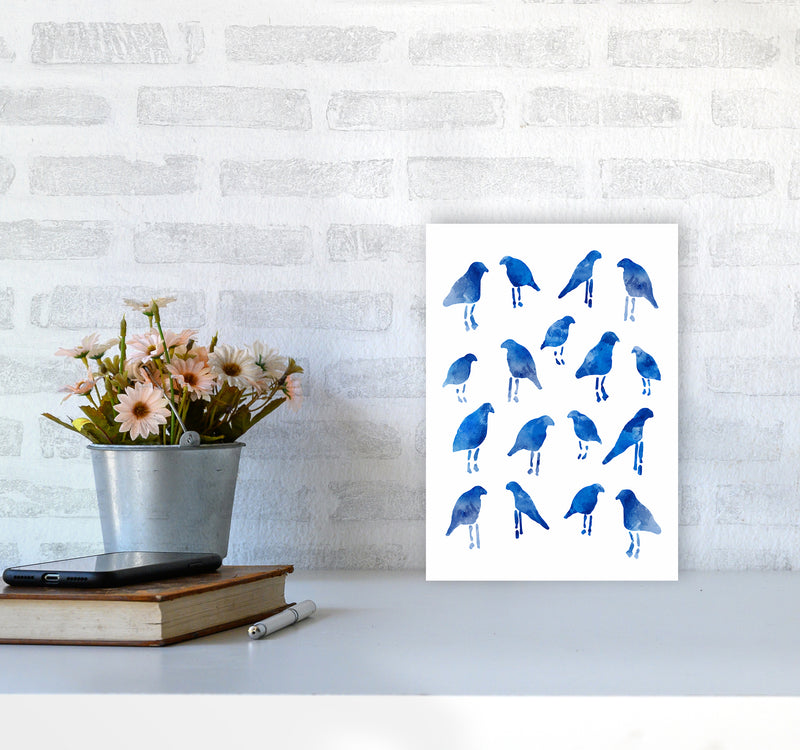 The Blue Birds Art Print by Seven Trees Design A4 Black Frame