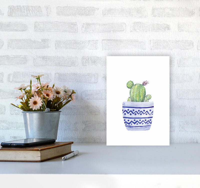 The Blue Cacti Art Print by Seven Trees Design A4 Black Frame