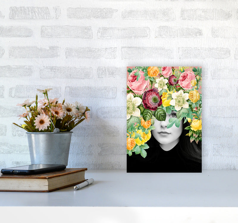 The Girl And The Flowers II Art Print by Seven Trees Design A4 Black Frame