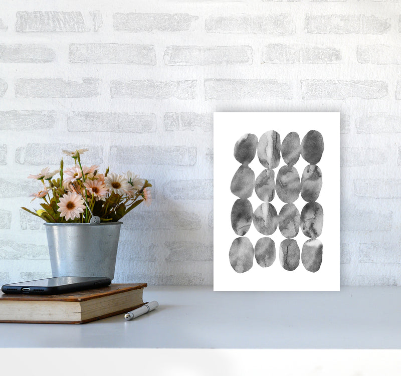 Watercolor Grey Stones Art Print by Seven Trees Design A4 Black Frame