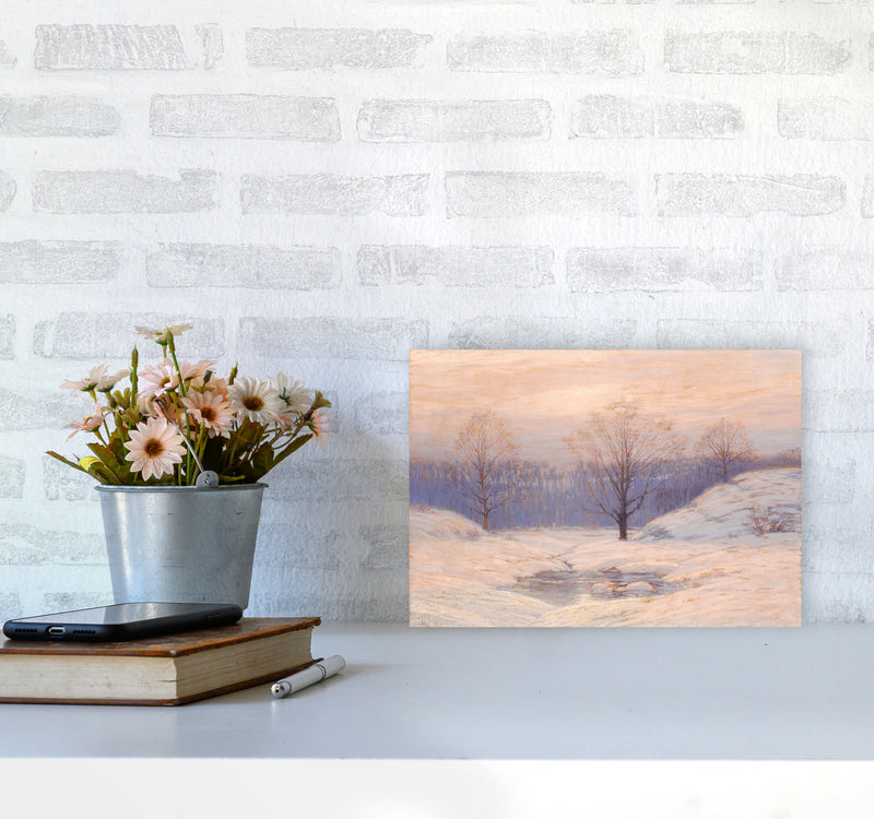 Snowy Sunset Art Print by Seven Trees Design A4 Black Frame