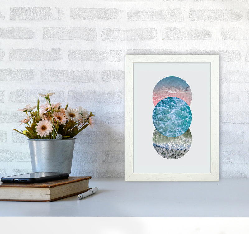 Ocean Circles Art Print by Seven Trees Design A4 Oak Frame