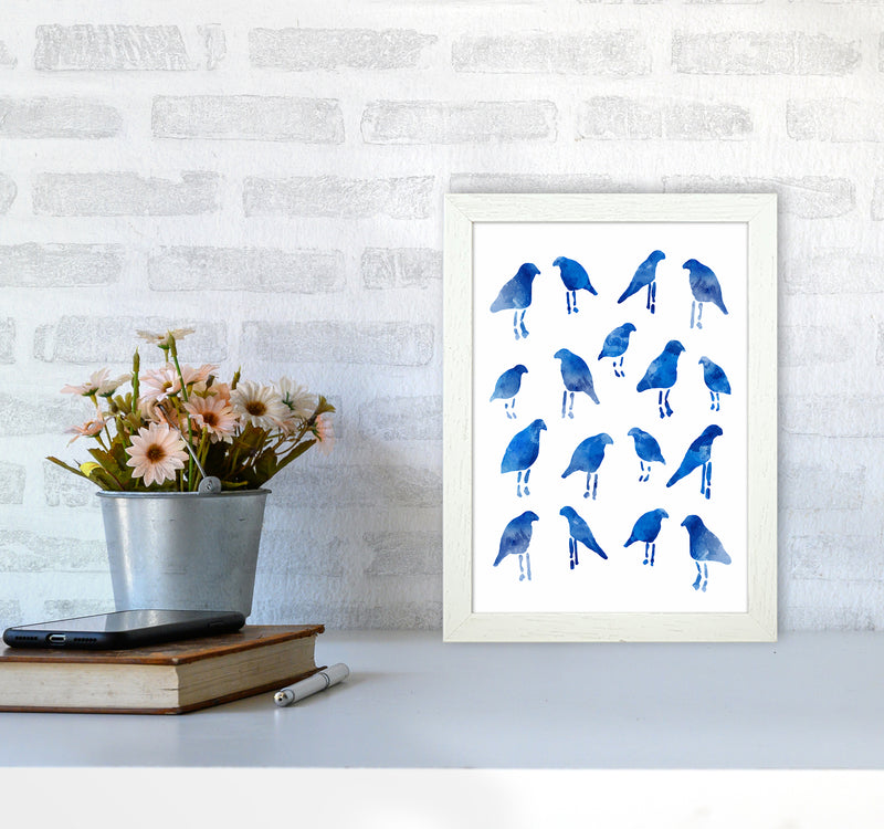 The Blue Birds Art Print by Seven Trees Design A4 Oak Frame