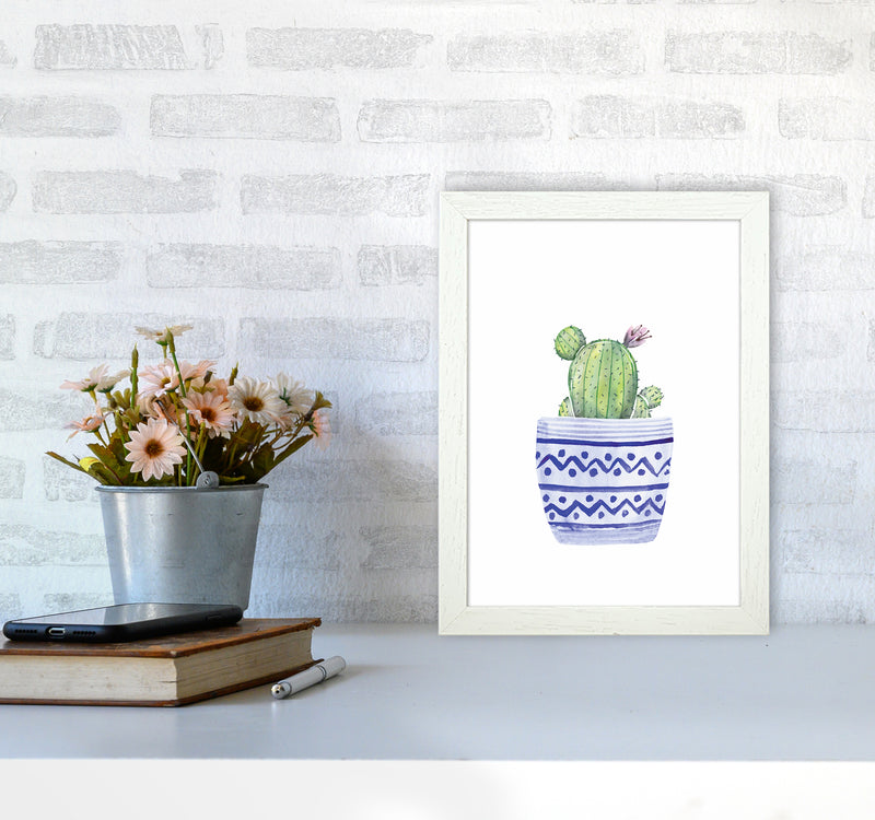 The Blue Cacti Art Print by Seven Trees Design A4 Oak Frame