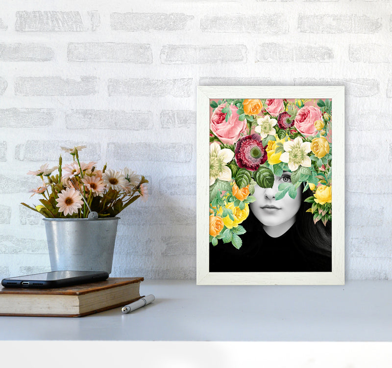 The Girl And The Flowers II Art Print by Seven Trees Design A4 Oak Frame