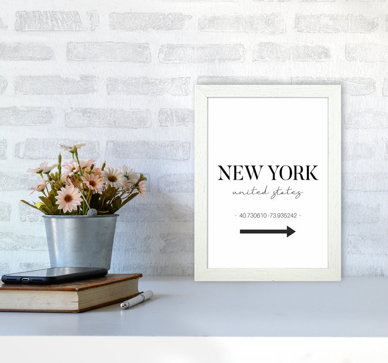 To New York Sign Art Print by Seven Trees Design A4 Oak Frame