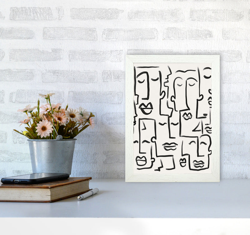 Faces Drawing Art Print by Seven Trees Design A4 Oak Frame