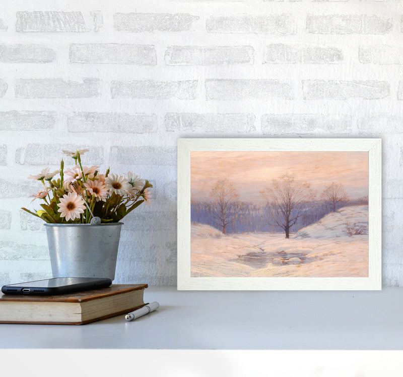 Snowy Sunset Art Print by Seven Trees Design A4 Oak Frame