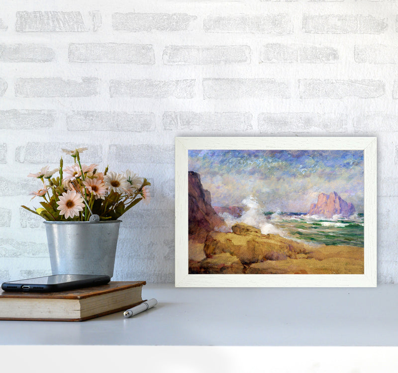 The Ocean and the Bay Painting Art Print by Seven Trees Design A4 Oak Frame