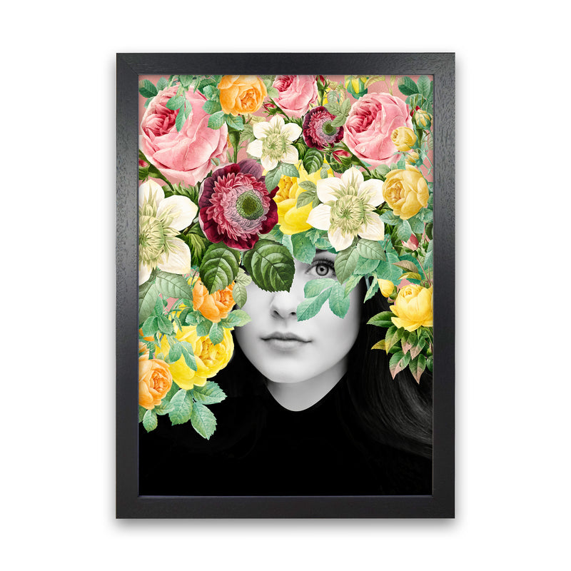 The Girl And The Flowers II Art Print by Seven Trees Design Black Grain