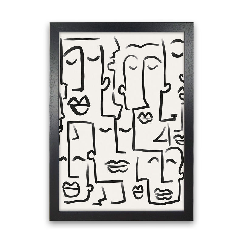 Faces Drawing Art Print by Seven Trees Design Black Grain
