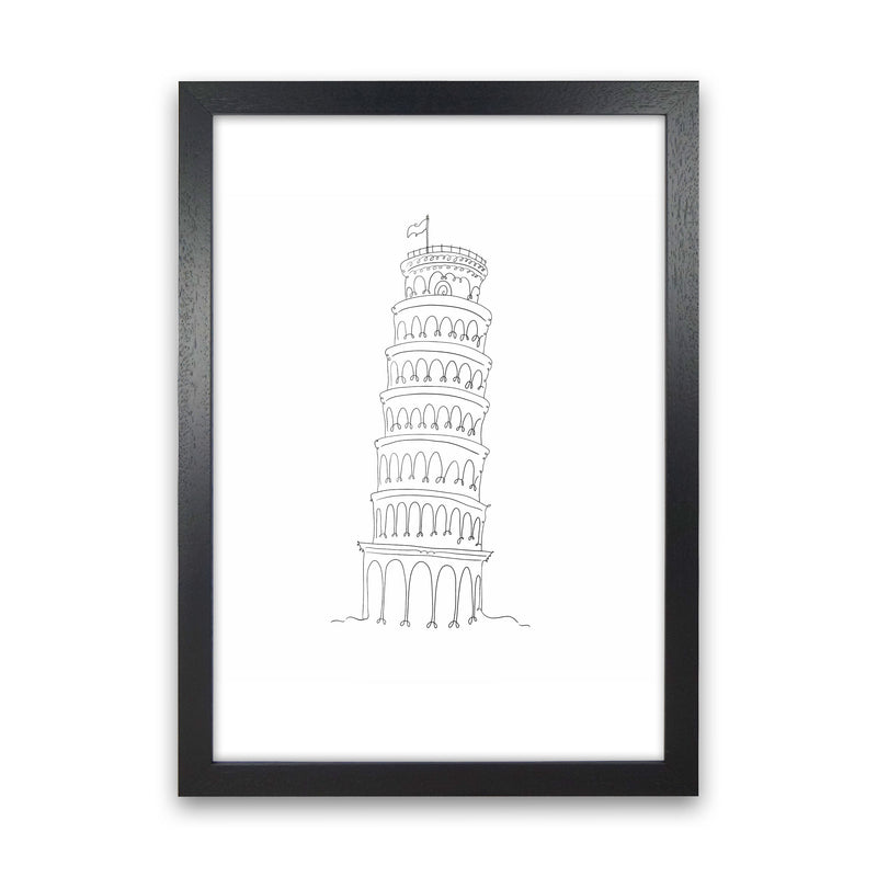 One Line Pissa Tower Art Print by Seven Trees Design Black Grain