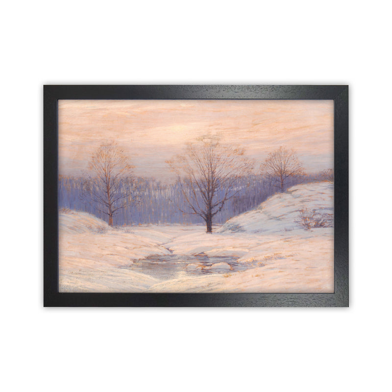 Snowy Sunset Art Print by Seven Trees Design Black Grain