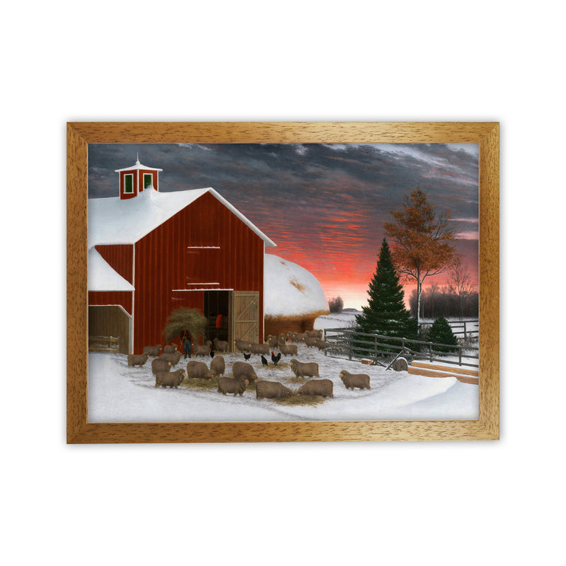 Snowy Farm Art Print by Seven Trees Design Oak Grain