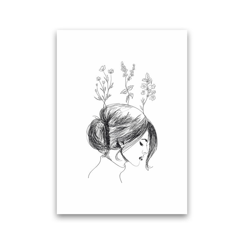 Hand Drawn Flower Girl Art Print by Seven Trees Design Print Only