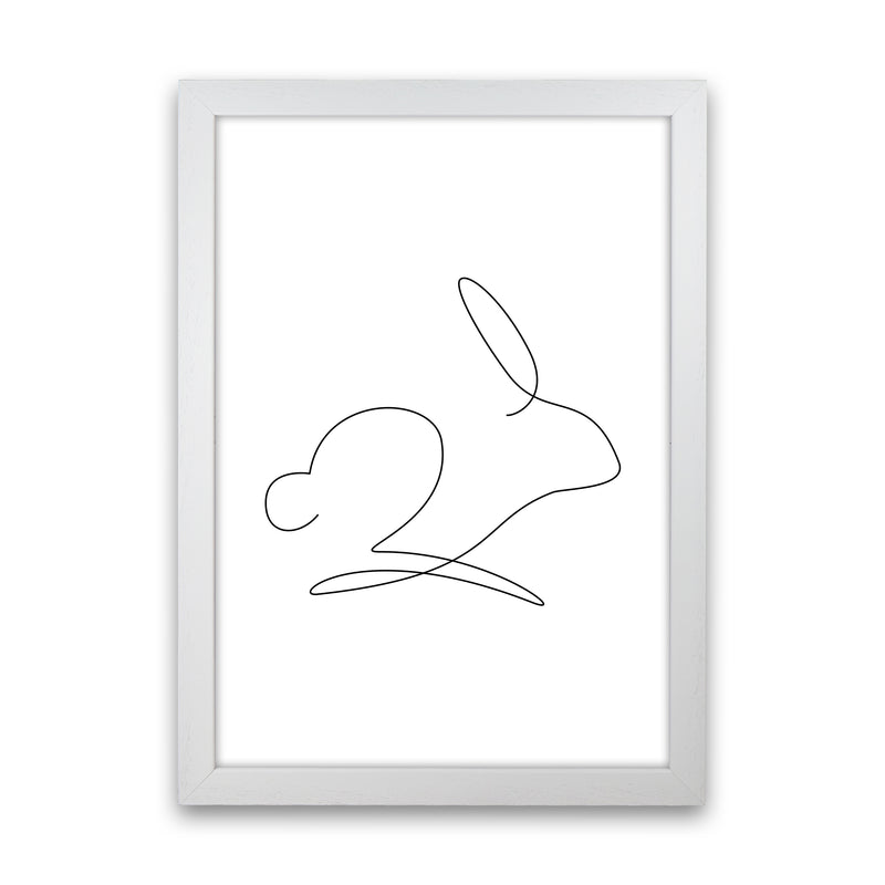 One Line Rabbit Art Print by Seven Trees Design White Grain
