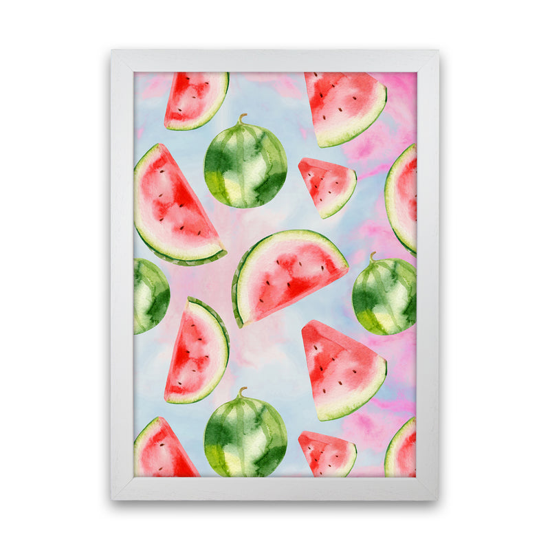 Watermelon in the Sky Kitchen Art Print by Seven Trees Design White Grain