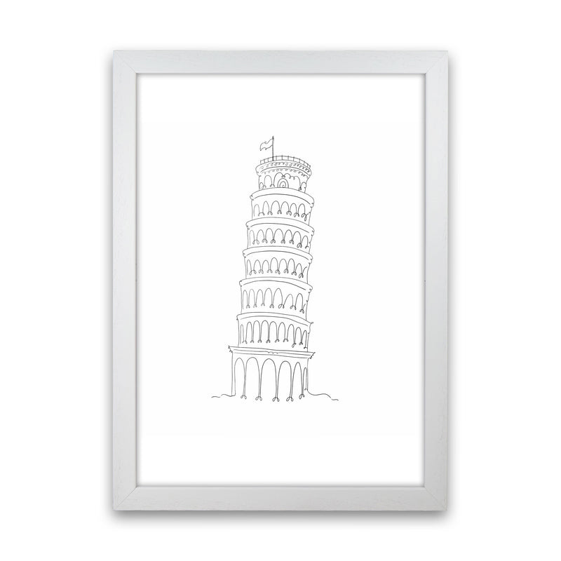 One Line Pissa Tower Art Print by Seven Trees Design White Grain