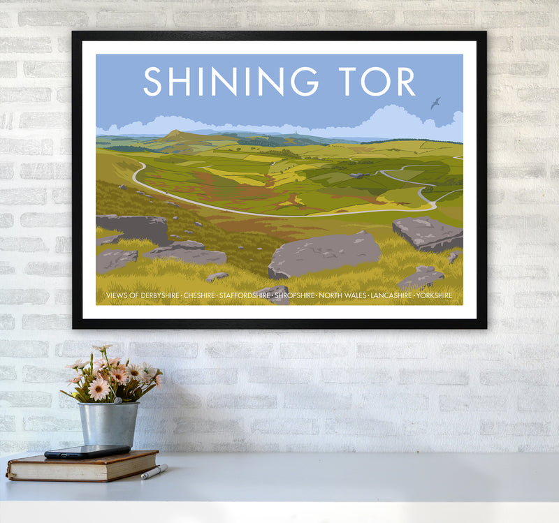 Derbyshire Shining Tor Travel Art Print By Stephen Millership A1 White Frame