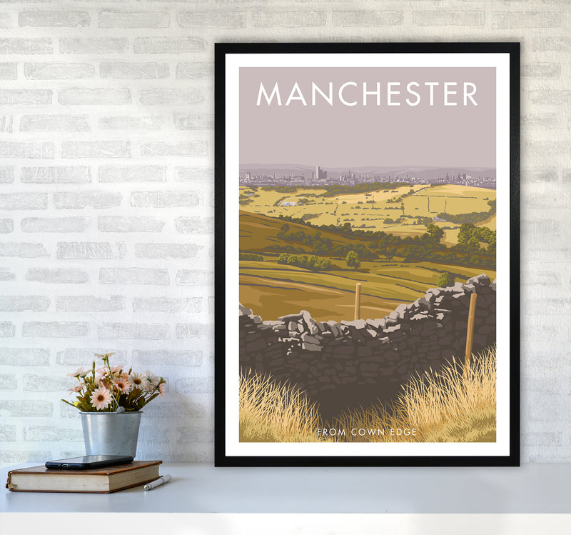 Manchester Cown Edge Travel Art Print By Stephen Millership A1 White Frame